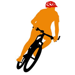 Image showing Silhouette of a cyclist male.  illustration.