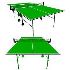 Image showing Ping pong green table tennis. illustration.