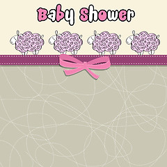 Image showing Delicate baby shower card with purple sheep