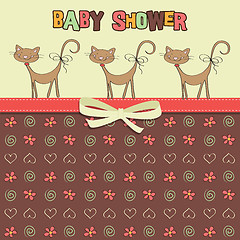 Image showing Delicate baby shower card with cats