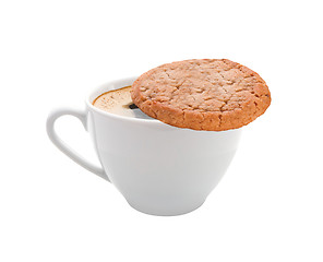 Image showing Cup of coffee and a cookie