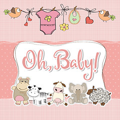 Image showing baby girl shower card with animals