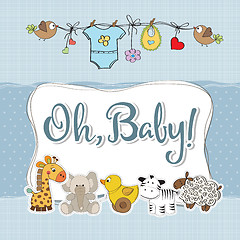 Image showing baby boy shower card with animals