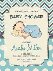 Image showing Beautiful baby boy shower card with  little  baby