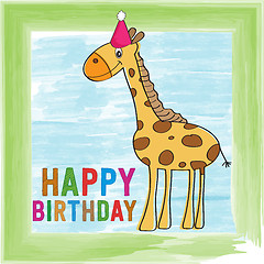 Image showing childish birthday card with giraffe