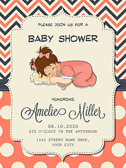 Image showing Beautiful baby girl shower card with cute little girl