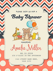 Image showing Beautiful baby girl shower card with toys