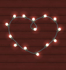 Image showing Garland heart shaped on wooden background for Valentine Day