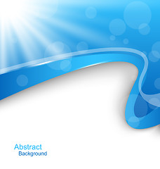 Image showing Abstract Wavy Background with Blue Rays