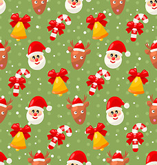 Image showing Seamless pattern with Santa Claus and Christmas deer