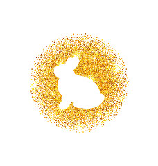 Image showing Abstract Happy Easter Golden Glitter Rabbit