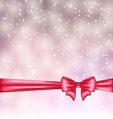 Image showing Glowing background with gift bow ribbon