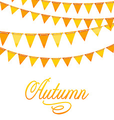 Image showing Autumnal Decoration with Orange and Yellow Bunting Flags