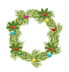 Image showing Christmas Wreath with Holly Berries