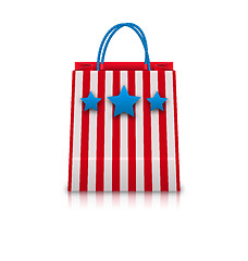 Image showing Shopping Bag in USA Patriotic Colors for Natioal Holidays