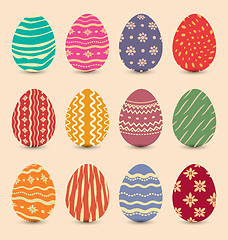 Image showing Easter set vintage ornate eggs with shadows