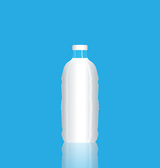 Image showing Illustration photorealistic bottle milk reflected self on isolat