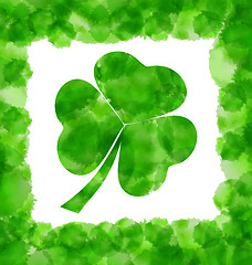 Image showing Happy Saint Patricks Day Watercolor Background with Clover