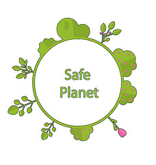 Image showing Frame form circle green earth plant flower cry safe planet