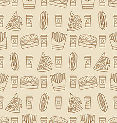 Image showing Seamless Pattern with Fast Food