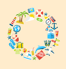 Image showing Flat Modern Design Collection Icons of Travel on Holiday Journey