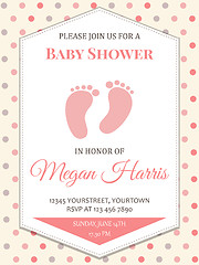 Image showing delicate baby girl shower card