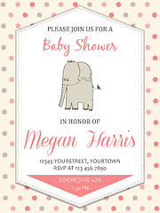 Image showing delicate baby girl shower card with little elephant