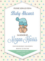 Image showing delicate baby boy shower card with little baby