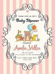 Image showing Delicate baby girl shower card