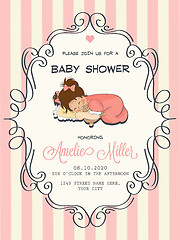 Image showing Delicate baby girl shower card 