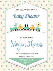 Image showing delicate baby boy shower card with toy train