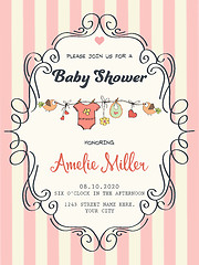 Image showing Delicate baby girl shower card