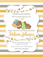 Image showing Lovely baby shower card with teddy bear