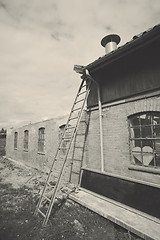 Image showing Ladder at an old weathered barn