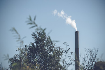 Image showing Factory chimney with white smoke