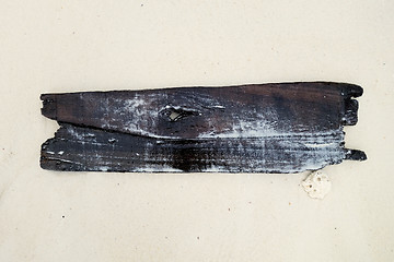 Image showing old wood board on a beach