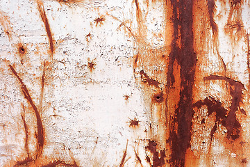 Image showing old rusty painted metal wall