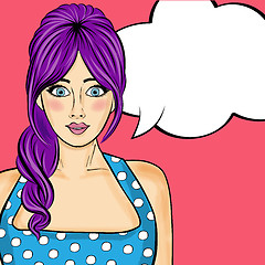 Image showing Pop art  woman . Comic woman with speech bubble