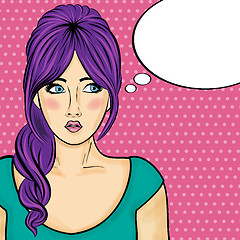 Image showing Pop art  woman . Comic woman with speech bubble