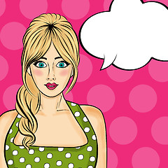 Image showing Pop art  woman . Comic woman with speech bubble