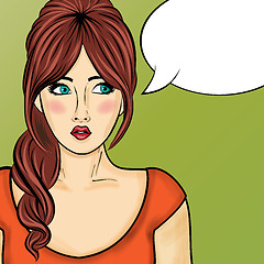 Image showing Pop art  woman . Comic woman with speech bubble