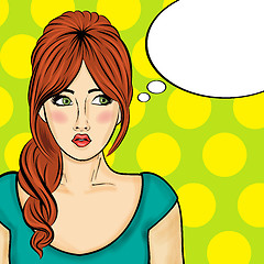 Image showing Pop art  woman . Comic woman with speech bubble