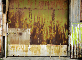 Image showing old industrial garage door