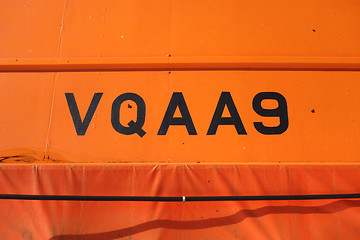 Image showing number inscription on a boat deck