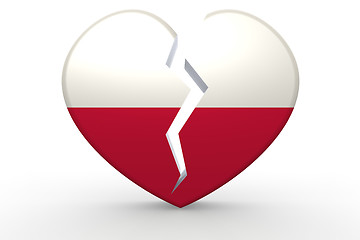 Image showing Broken white heart shape with Poland flag