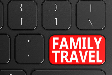 Image showing Family Travel on black keyboard