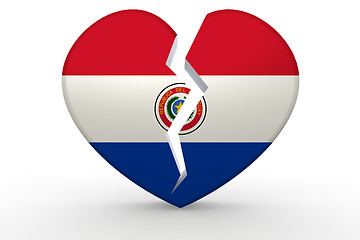 Image showing Broken white heart shape with Paraguay flag