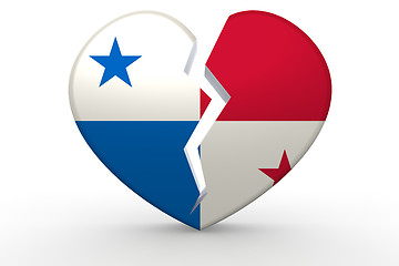 Image showing Broken white heart shape with Panama flag