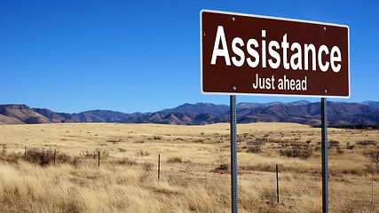 Image showing Assistance brown road sign