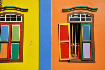 Image showing Colorful facade of building in Little India, Singapore